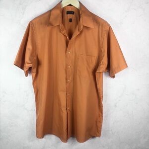 [Arrow] Half Sleeve Orange Button Down Top